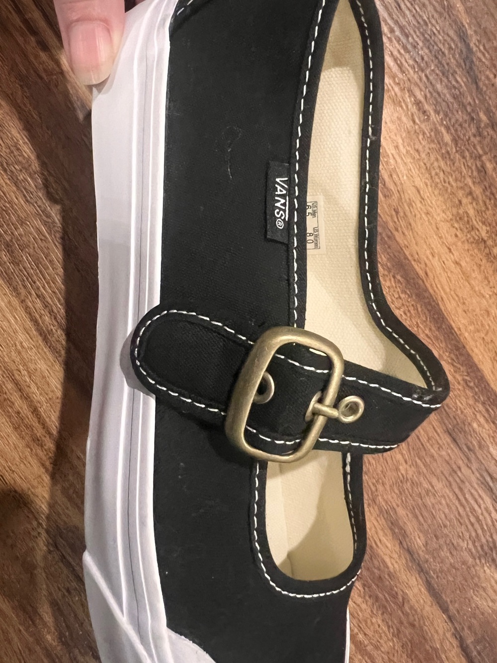 Vans Black Mary Jane Canvas Flats with Brass Buckle - Picture 4 of 8